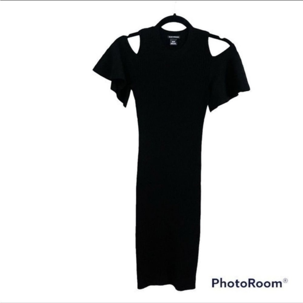 Club Monaco black cold shoulder ribbed dress 
Size XS